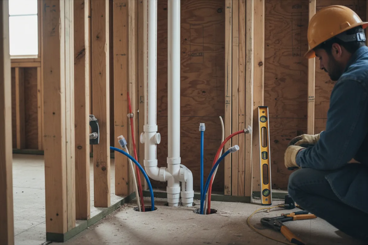 Drain and supply rough-in during Sump Pump Repair in Summerdale